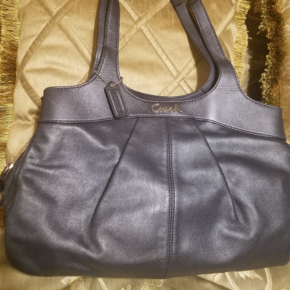 Coach grayish dark blue leather purse
